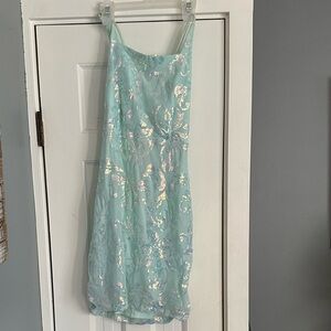 Pale Green Sequin Dress, M